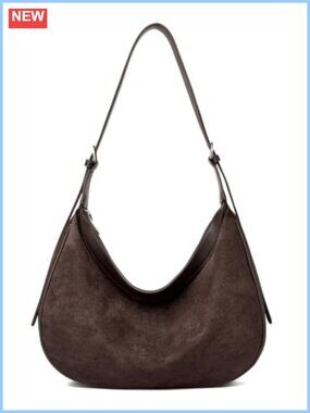 Faux Suede Hobo Bag Crescent Shoulder Purse Slouchy Handbag